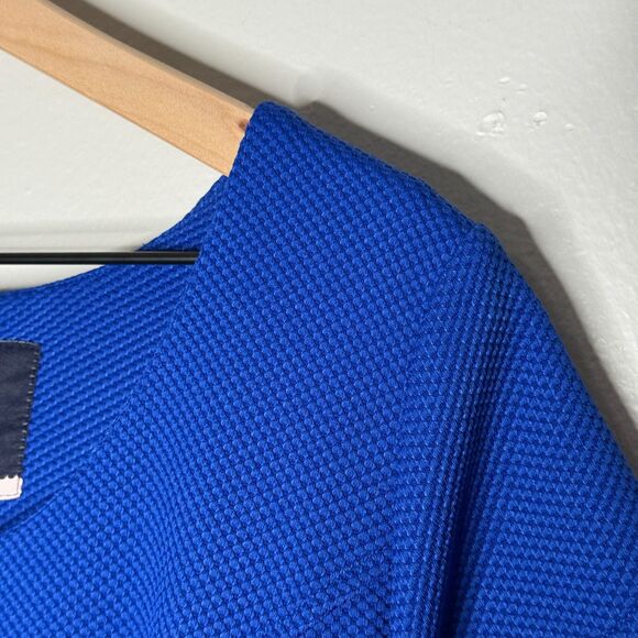 ModCloth Womens Sheath Dress XL Blue Textured Cutout Fit Flare Event Brunch 60s‎ - Picture 6 of 8